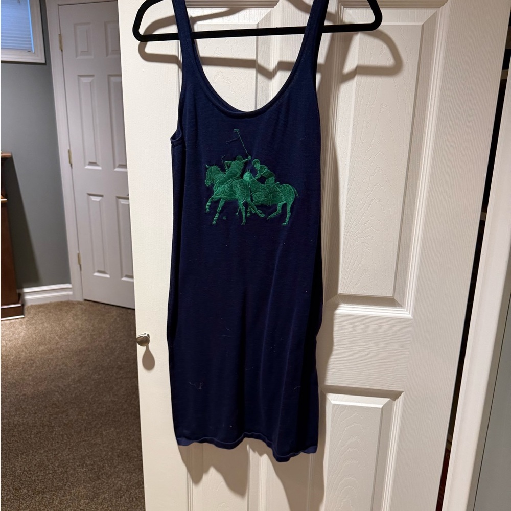 Ralph Lauren Navy Dress with Green Graphic